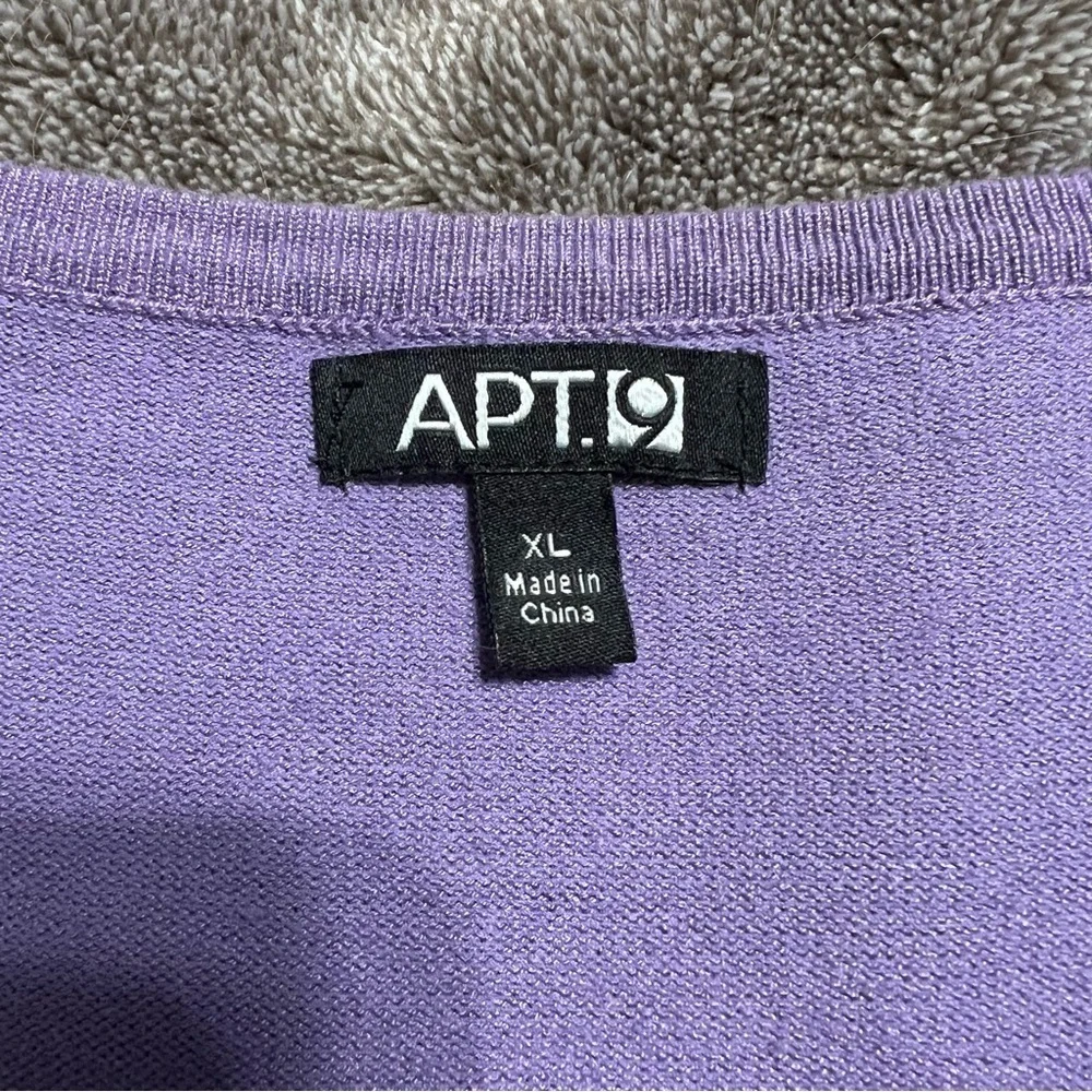 Apt 9 Purple Ruffles 3/4 Sleeve Knit Sweater size XL